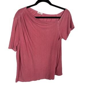 LA Made XSmall Pink Sylvie Off The Shoulder Tee Tshirt Linen Cotton Short Sleeve